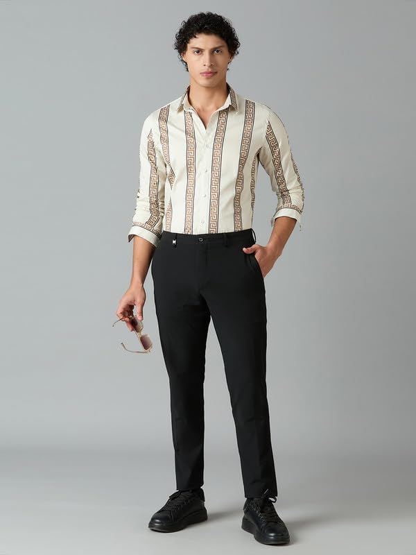 Image of Men's Printed Regular Fit Full Sleeves Cotton Formal Shirt