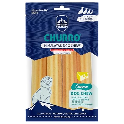 yaky CHURRO Himalaya Cheese Treats | Lactose Free | Gluten Free | Grain Free | USA MADE | for All Breeds | 4 CHURROs per Pouch | Original Cheese Flavor