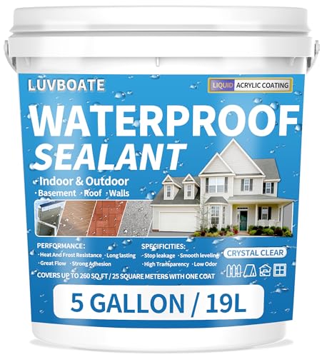 Image of Liquid Waterproof Sealant 5 Gallon Clear, Transparent Waterproof Coating | Water-Based Invisible Repairing Leak Agent Roofs, Walls, Garden, Bathroom, Kitchen, Terraces Indoor & Outdoor