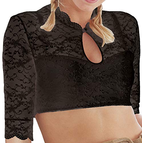 Nina von C Dirndlbluse 4846971 schwarz Spitze 3/4 Arm Größe 40