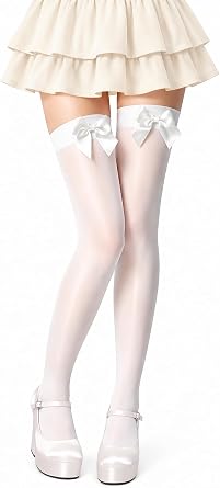 Women s Thigh Highs with Satin Bow Accent   Sexy Over the Knee Stockings for Halloween, Parties & Cosplay Outfits