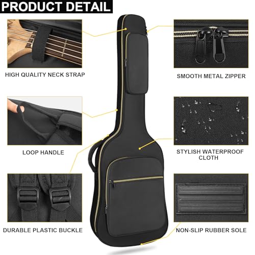 image for LETSROCK Bass Guitar Case, Bass Guitar Gig Bag 0.35 Inch waterproof Th