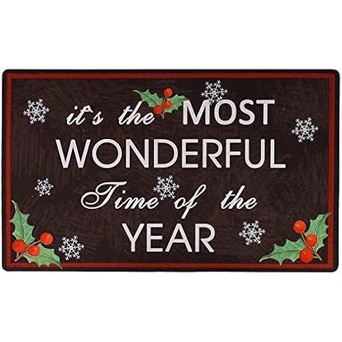 E-view Decorative Indoor/Outdoor Rubber Back Entry Way Doormat for Patio, Front Door, All Weather Exterior Doors Christmas Holiday Doormat (Color-Wonderful Time) Cover