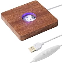 IFOLAINA LED Wood Light Base for Crystal Glass Art Crystal Sphere Holder Wooden Lamp Stand Base Multicolor Changing Square Lighted Base Pedestal for Resin Art Acrylic