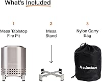 Vista 3 de Solo Stove Mesa XL, hoguera de mesa de 7 pulgadas con soporte, sin humo, hoguera de acero inoxidable para campamento, al aire libre y patio, hoguera