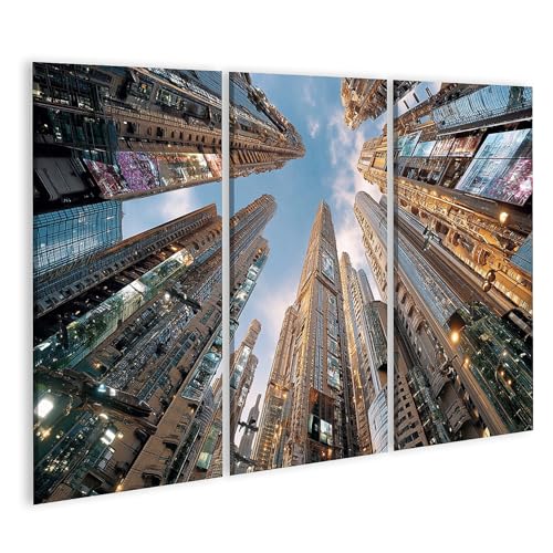 Tableau sur toile cyberpunk ville futuriste décor mural triptyque bureau