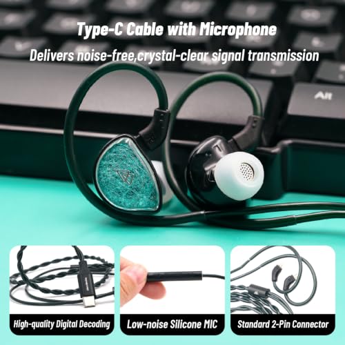 Image of BQEYZ NI HiFi Gaming Earbuds Headphones, Wired in-Ear Monitor | swappable cable with USB-C microphone, Ceramic Diaphragm ideal for gaming, studio monitoring and daily listening