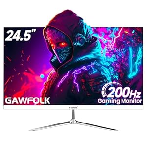 Gawfolk 24 Inch Gaming Monitor, 200hz Computer Monitor, FHD 1080P PC Monitors, 24.5" Frameless Curved Monitors VA,sRGB 100%, DisplayPort, HDMI,Eye Care, Wall-Mounted 75 * 75mm Compatible