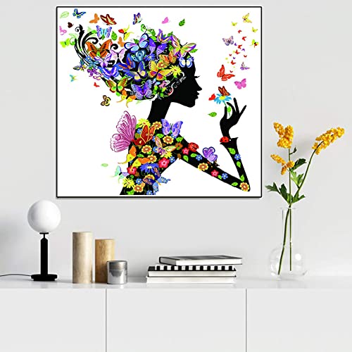WOWDECOR Cross Stitch Kits for Adults Beginners Pre Printed Colourful Butterfly Flowers Lady 11ct Stamped Advanced DIY Embroidery Kit with Pattern - Image 2