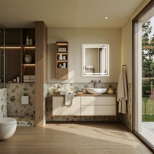 Image of 24x32 LED Bathroom Mirror with Anti-Fog, Backlit & Front Lit, Memory