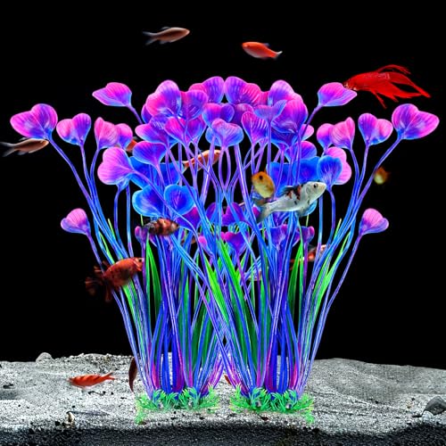AQUANEAT Artificial Fish Tank Plants, Plastic Aquarium Accessories Large, 15.5 inch Purple Decorations, 2pcs - Image 5