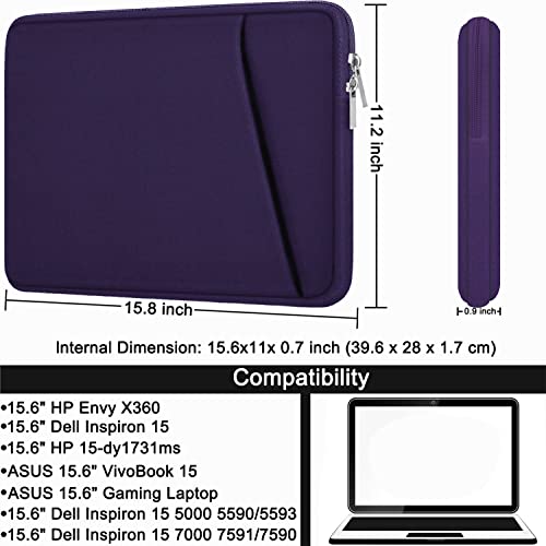 Image of Laptop Sleeve Case 15.6 inch, Shockproof Protective Cover, Handbags Portable Laptop Bag for 15.6 inch HP Dell Asus Lenovo Notebook Computer Case with Front Pocket, Purple