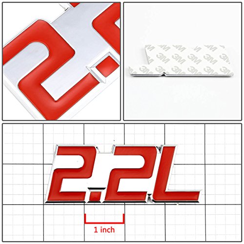 Image of Auto Dynasty Metal Emblem Decal Logo Trim Badge 2.2L (Red & Silver)