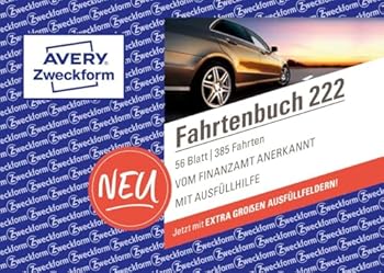 AVERY Zweckform 222 Softcover Fahrtenbuch PKW Finanzamt anerkannt DIN A6 quer 148x105mm 112 Seiten385 Fahrten Deutschland & &Ou
