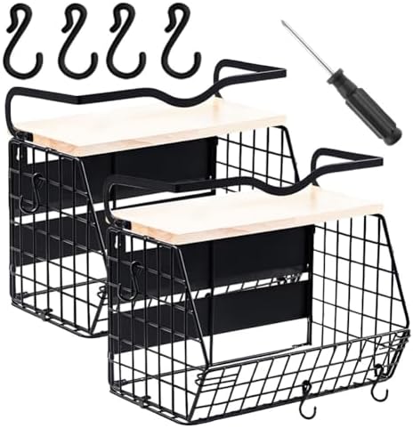 Magnetic Fruit Holder Set of 2 - Large Magnet Fruit Baskets for Refrigerator, Minimalist Wall Storage Bins for Snacks, Spices, Fruits & Vegetables (11.8x6.7x10.6 inches)