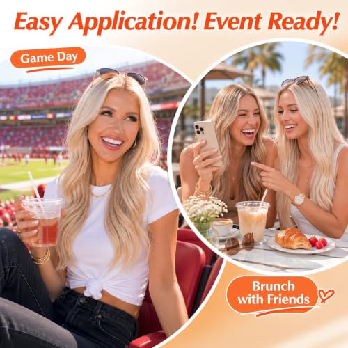 Image of Sunny Hair Clip in Hair Extensions Real Human Hair Platinum Blonde 16 Inch | Remy Human Hair Clip in Extensions, Heat Styling Friendly, Natural Looking for Daily Use and Special Occasions 105g