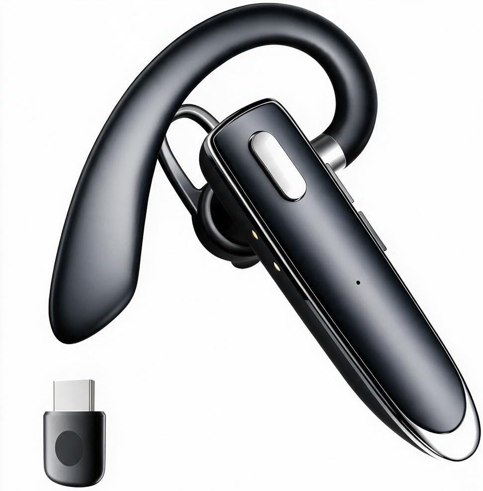 Bluetooth 6.1 Headset,Wireless Earpiece with USB Dongle for PC