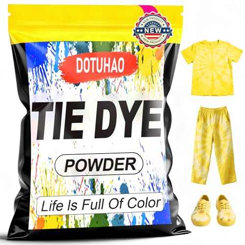 DOTUHAO Tie Dye Powder, Yellow Tie Dye for Clothes, Fabric Dye, Permanent & Washfast Powder Tie Dyes, Creative Dyes for Clothes (Yellow,2 OZ)