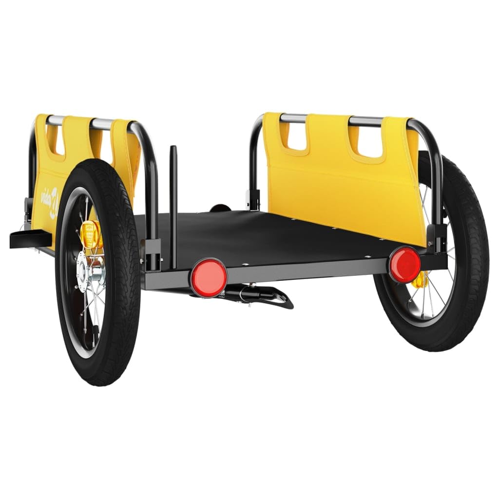Remorque de vélo orange en tissu Oxford et fer revêtu par pulvérisation, pliable avec embrayage, sécurité et protection pour le transport de bagages, enfant, chien, idéale pour la ville, les