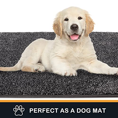 PURRUGS Dirt Trapping Door Mat 24" x 59", Non-Slip Machine Washable Entry Rug, Shoe Scraper, Dog Doormat, Super Absorbent Welcome Mat for Front & Back Door, Muddy Shoes & Paws, Light Grey-Dark Grey