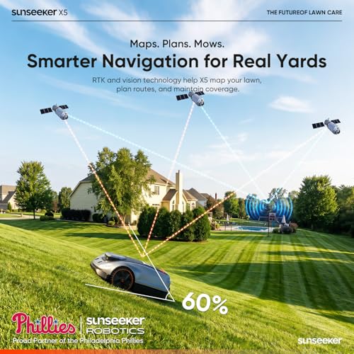 Image of Sunseeker X5 AWD Robot Lawn Mower, 0.5 Acre / 21,780 Sq. Ft., Wireless No Boundary Wire Mower with RTK Vision Navigation, AI Obstacle Avoidance, App Control