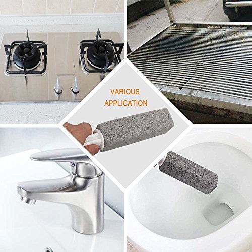 Pumice Cleaning Stone With Handle, Toilet Bowl Ring Remover Cleaner Brush Stains And Hard Water Ring Remover Rust Grill Griddle Cleaner For Kitchen/ Bath/ Pool/Household Cleaning 4 Pack #TOP1