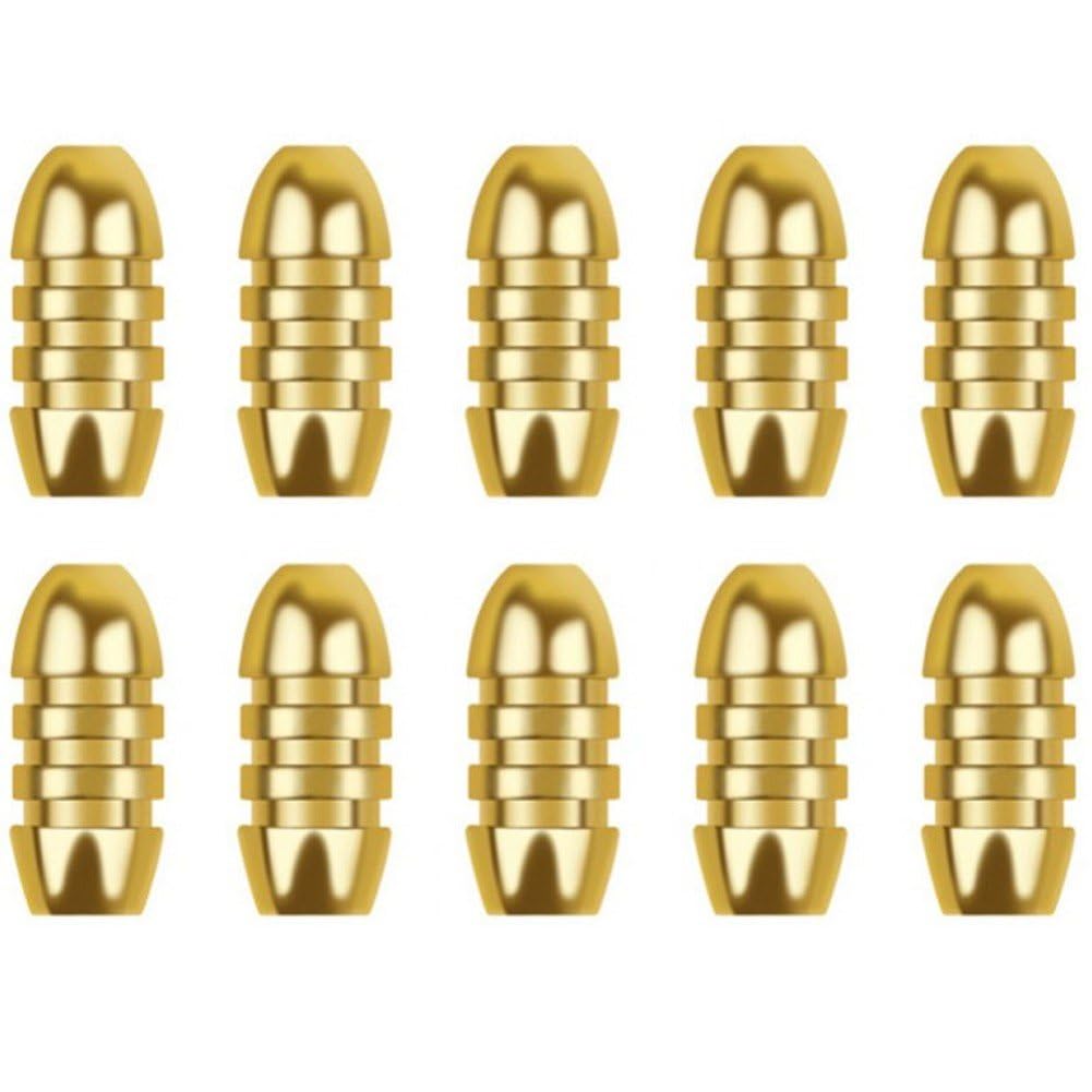 Lpitoy Gold 10Pcs Brass Fishing Weight Sinkers Pure Copper Down Weight Sinker Hollow Sinkers Line Through Tackle Accessories
