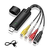 Audio Video Grabber USB 2.0, Audio Video Konverter, Videoadapter zur Bearbeitung, Hi8 VHS auf DVD Digitalisieren für Mac und Windows 10 with Scart/AV Konverter Adapter-Plug&Play