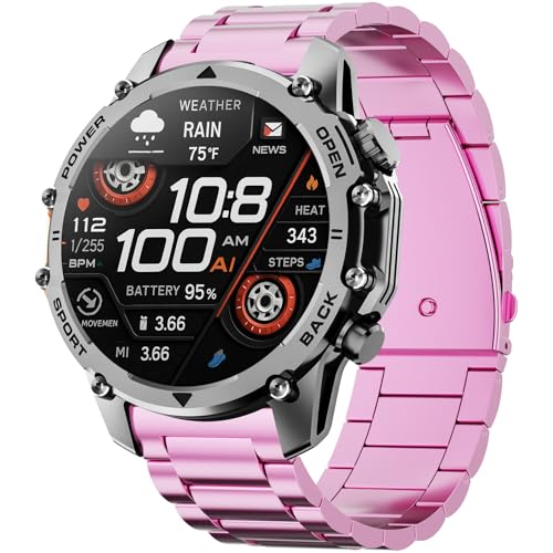 Smartwatch Herren,1.52" HD Smart Watch mit 500mAh Lange Akkulaufzeit, 114+ Sportmodi Militärischer Stil Fitnessuhr mit Herzfrequenz/Schrittzähler/Schlafmonitor/Taschenlampe Android iOS Mens