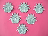 taille : 30 mm LOT 6 APPLIQUES TISSUS : coccinelle bleu 3 * 3cm