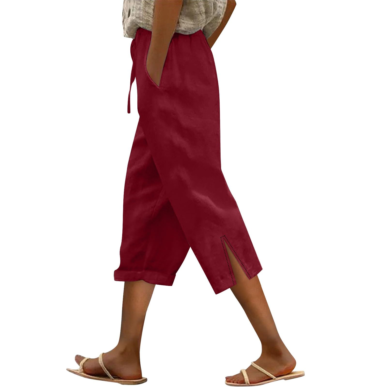 Pantalon palazzo d'été en lin coupe ample confortable et fluide - 8