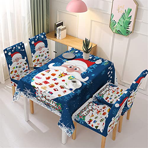 Fansu Navidad Manteles de Mesa Rectangular para Decorar, Impermeable Antimanchas Comedor Cuadrada Manteles para Cocina/Cena/Picnic Decoración (Azul,140x210cm)