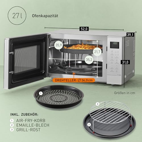 Panasonic NN-CT57RMEPG Kombi Mikrowelle 27L mit Airfryer, Inverter, Silber