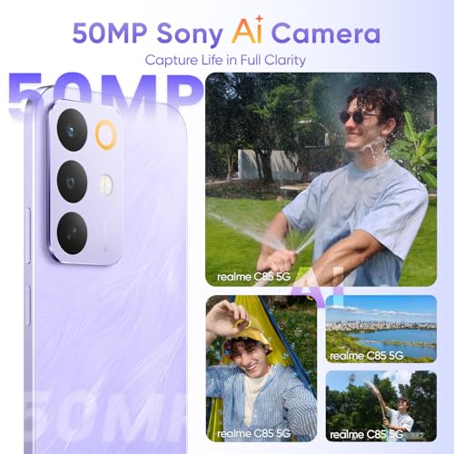 Image of realme C85 5G Smartphone 4+128GB Purple, 6.8inch Screen, 144HZ Vision Display, 45W Fast Charge, 7000mAh Battery, 4+50MP Camera, MediaTek Dimensity 6300, IP69