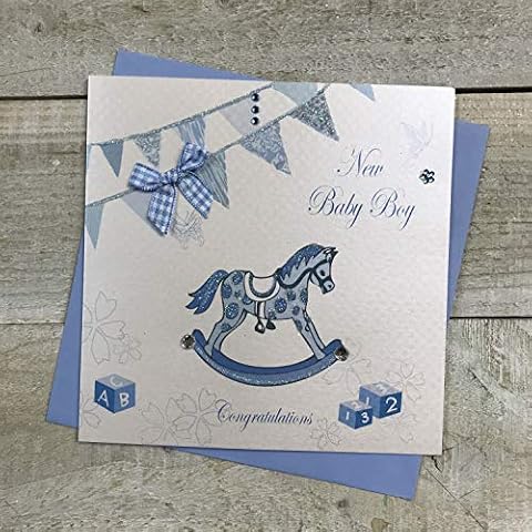 white cotton cards Nowy chłopiec kartka z gratulacjami, biała, PD58