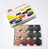 Carrom Coin Set of 24 Coins Sheesham Wood Champion Carrom Coins + Striker