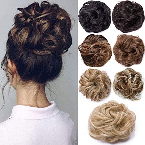 Messy Hair Scrunchies Bun Extensions Curly Wavy Pieces for Women ...