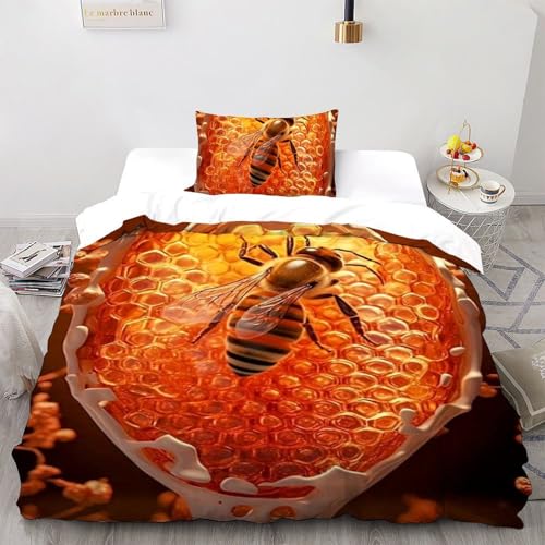 Housse de couette single 135x200cm abeille imprimé 3D haute définition