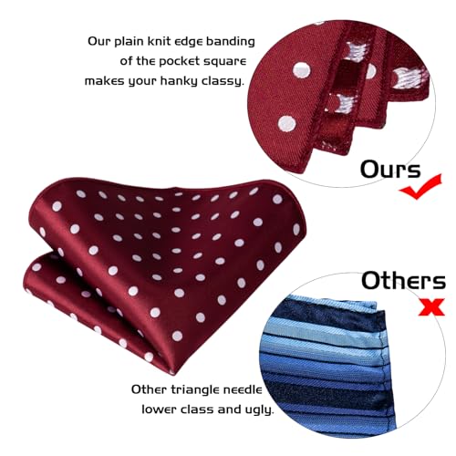 Image of 5PCS Mens Silk Designer Tie, Pocket Square, Cufflinks, Drilled Tie Ring and Lapel Pin Set for Wedding Groom Party