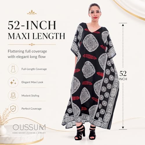 Image of Oussum Women Kaftan Plus Size Polyester Summer Lightweight Caftan Swimsuit Cover Ups Maxi African Mumu Lounge House Dress