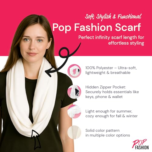 Solid Color Hidden Zipper Pocket Scarf - Fashion Scarf for Women - All Seasons2