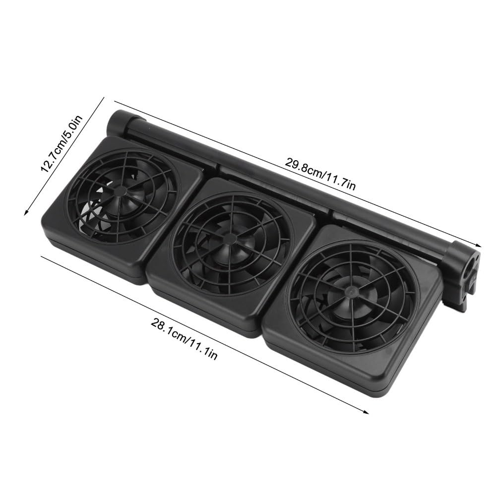 Ventilateur d'aquarium en alliage d'aluminium et plastique noir réglable avec prise (3 ventilateurs)