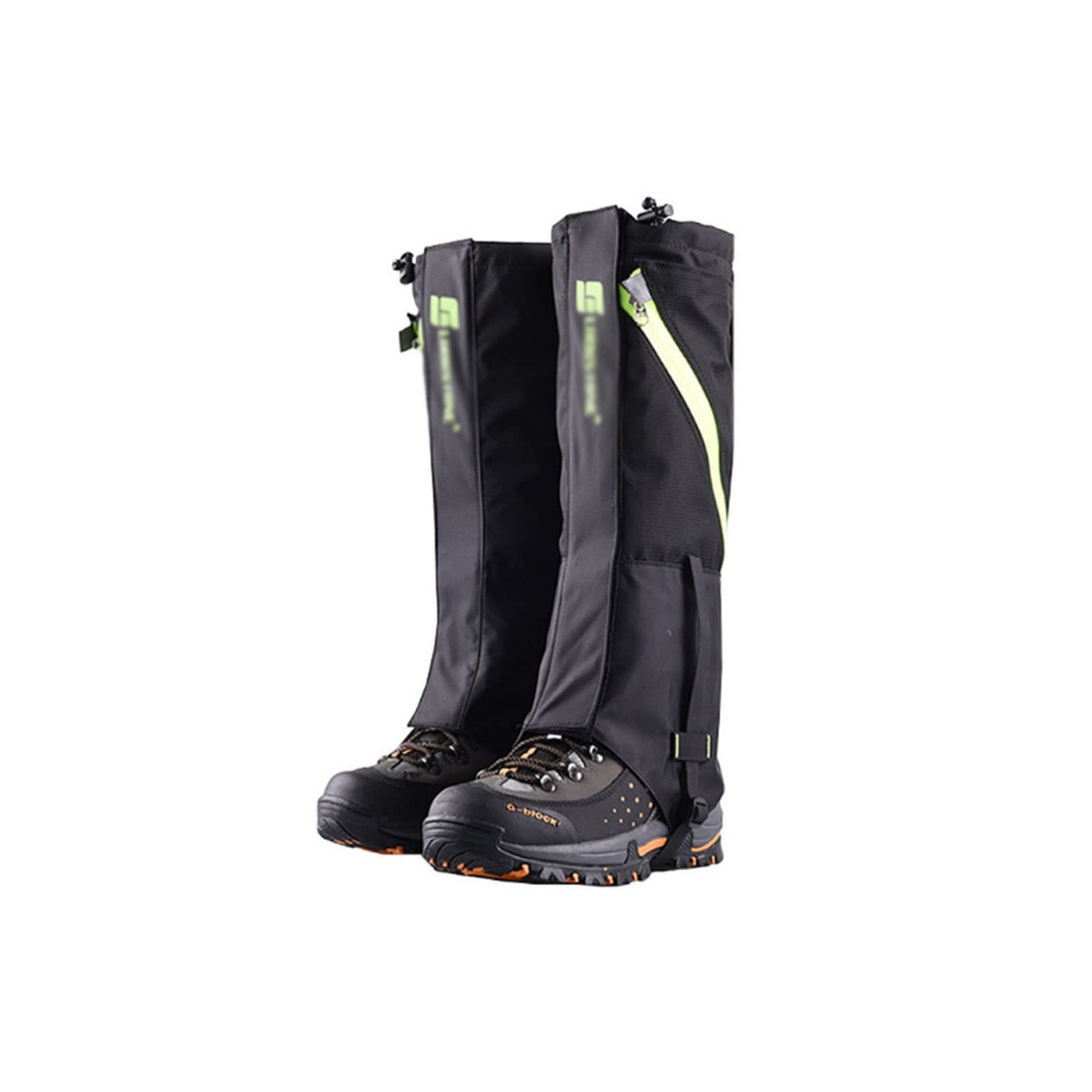 Stiefel Abdeckung Legging Gamaschen Fit, Outdoor wasserdichte verstellbare Anti-Riss Stoff Schnee Boot Gamaschen mit Reißverschluss, für Skifahren Atmungsaktive Fußabdeckung Wrapped ( Color : Black ,