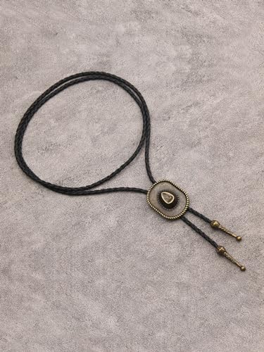 Image of Jeilwiy Bolo Tie for Men Western Cowboy Tie Necklace Gold Bolo Tie Leather Necktie Halloween Tie Accessories for Women