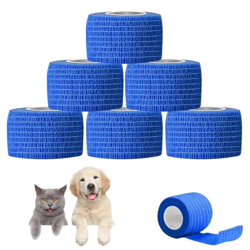 Image of 6 Rolls Cohesive Bandage Wrap Self-Adhesive First Aid Tape for Fingers, Toes, Travel Kit, DIY and Pet Care - Breathable, Latex-Free, Tearable (Dark Blue, 4.5M x 2.5CM)
