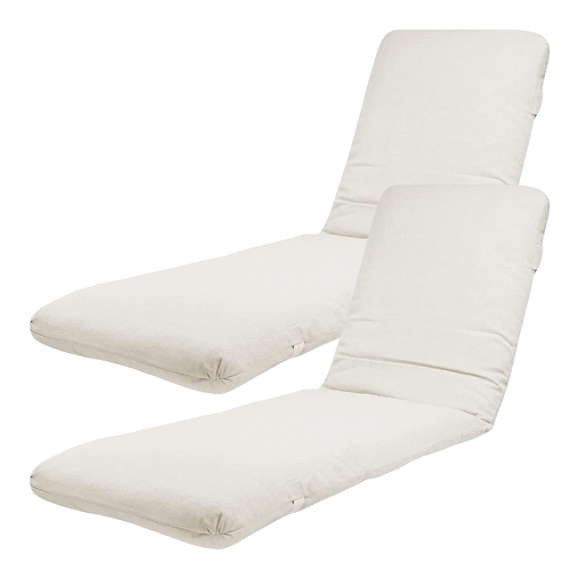 TIENDA EURASIA - Cojin Tumbona Exterior | Pack 2 Colchonetas para Tumbonas de Exterior | Medida 180 x 50 x 6 cm | Funda de Loneta con Cremallera Lavable | Relleno de Fibra Hueca Acolchada (Crudo)