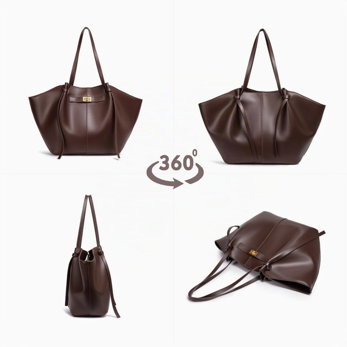 Bolsa Tote Mujer Gran Capacidad, Bolso de Hombro de Piel Sintética Elegante, Bolso Shopper Tote Bag, Elegante Bolso de Mano para Oficina, Viaje, Universidad y Salidas Diarias