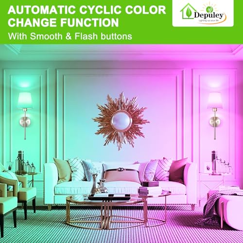 Image of Depuley Battery Operated Wall Sconce: Set of 2 Wireless Wall Lights with Remote for Bedroom - Rechargeable 15 Colors 19.9 inch Wall Lamp for Living Room Hallway Decor