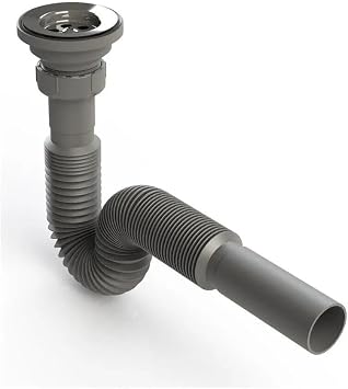 Metal Mouth Bellows Sink Kitchen Siphon Sink Drain Pipe 1. Quality Grey