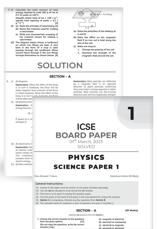 Educart ICSE Class 10 Question Bank 2024 + Solved Paper PHYSICS (based on 17th June'23 Specimen Paper) for 2023-24 3